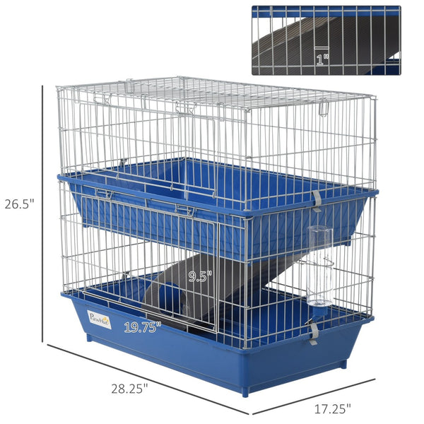 English Elm Pawhut Two Tier Small Animal Wire Habitat with Ramp Dual Trays and Feeding Accessories W2225P217530
