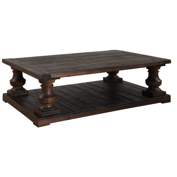 Uttermost Stratford Salvaged Fir Wood Coffee Table with Hand-turned Baluster Detail