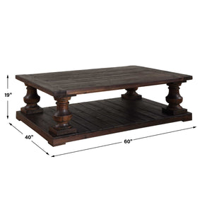 Uttermost Stratford Salvaged Fir Wood Coffee Table with Hand-turned Baluster Detail