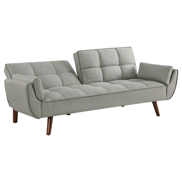 English Elm Caufield Grey Tufted Convertible Sofa Bed with Linen-Like Upholstery, Turquoise Accent & Walnut Legs B062P358303