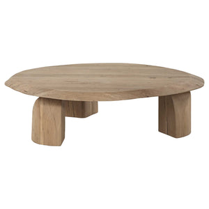 Uttermost Tiernan Solid Reclaimed Oak Oval Coffee Table with Sculptural Faceted Legs