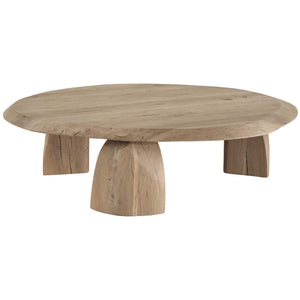 Uttermost Tiernan Solid Reclaimed Oak Oval Coffee Table with Sculptural Faceted Legs
