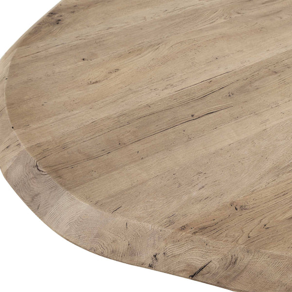 Uttermost Tiernan Solid Reclaimed Oak Oval Coffee Table with Sculptural Faceted Legs