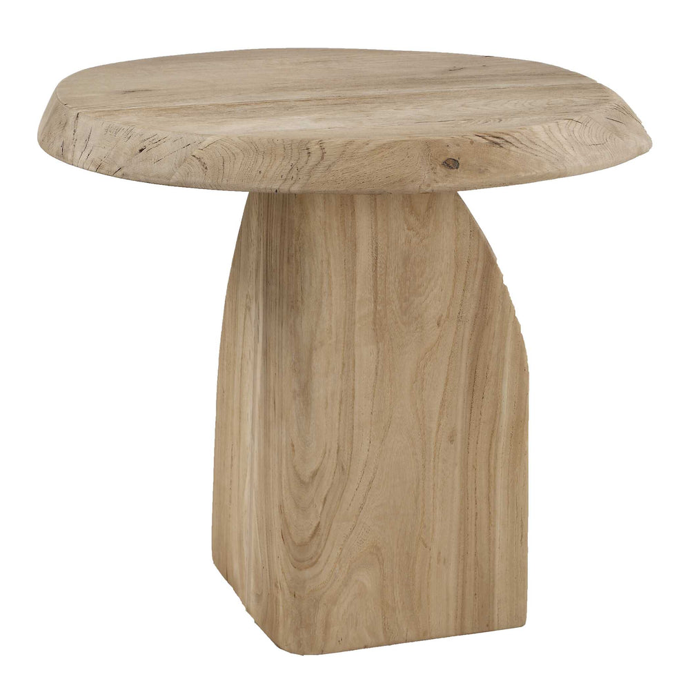 Uttermost Uttermost Solid Reclaimed Oak Oval Side Table with Sculptural Faceted Base 50391