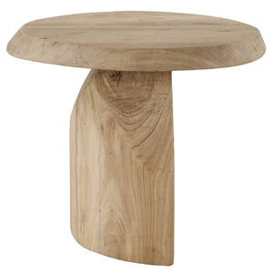 Uttermost Solid Reclaimed Oak Oval Side Table with Sculptural Faceted Base