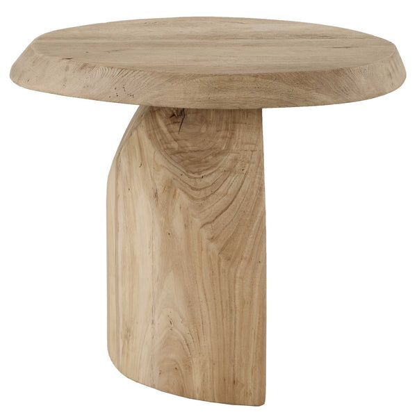 Uttermost Solid Reclaimed Oak Oval Side Table with Sculptural Faceted Base