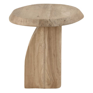 Uttermost Solid Reclaimed Oak Oval Side Table with Sculptural Faceted Base