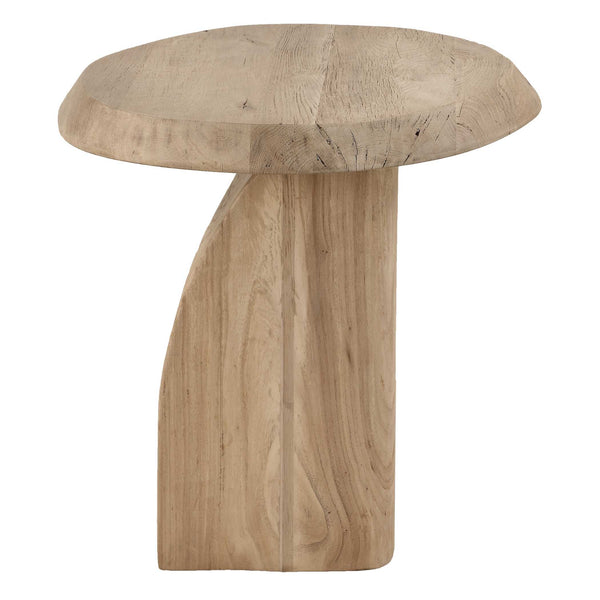 Uttermost Solid Reclaimed Oak Oval Side Table with Sculptural Faceted Base