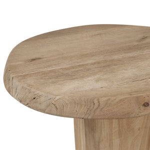 Uttermost Solid Reclaimed Oak Oval Side Table with Sculptural Faceted Base