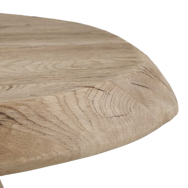 Uttermost Solid Reclaimed Oak Oval Side Table with Sculptural Faceted Base