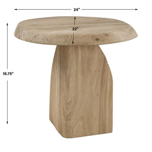 Uttermost Solid Reclaimed Oak Oval Side Table with Sculptural Faceted Base