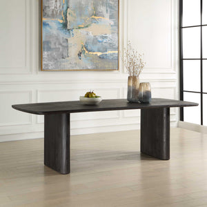 Uttermost Kirin Reclaimed Fir Wood Pedestal Dining Table with Black Finish