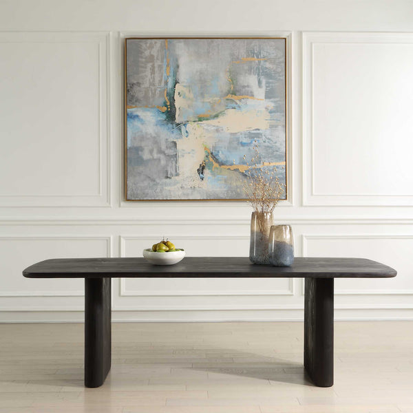 Uttermost Kirin Reclaimed Fir Wood Pedestal Dining Table with Black Finish