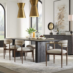 Uttermost Kirin Reclaimed Fir Wood Pedestal Dining Table with Black Finish