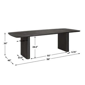 Uttermost Kirin Reclaimed Fir Wood Pedestal Dining Table with Black Finish