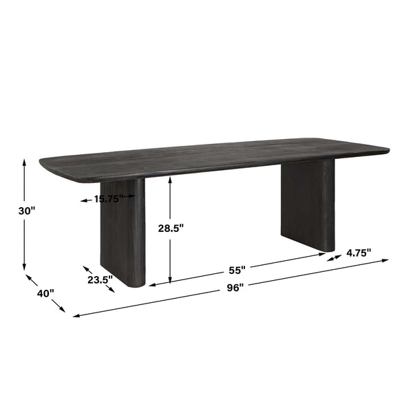 Uttermost Kirin Reclaimed Fir Wood Pedestal Dining Table with Black Finish