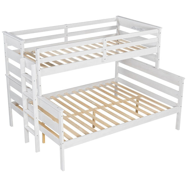 English Elm Wood Twin Xl Over Queen Bunk Bed With Ladder - Stylish Space-Saving Design For Kids & Guests! GX000446AAK-1-GIGA