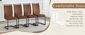 English Elm Set of 2 Vintage Brown Suede Fabric High Back Dining Chairs with Black Metal Frame W1151P324769