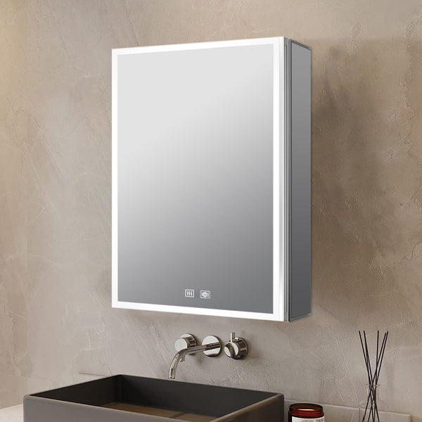 English Elm Mesa Aluminum Led Medicine Cabinet with Defogger Soft Close Mirror Bathroom Spa B2731P478357