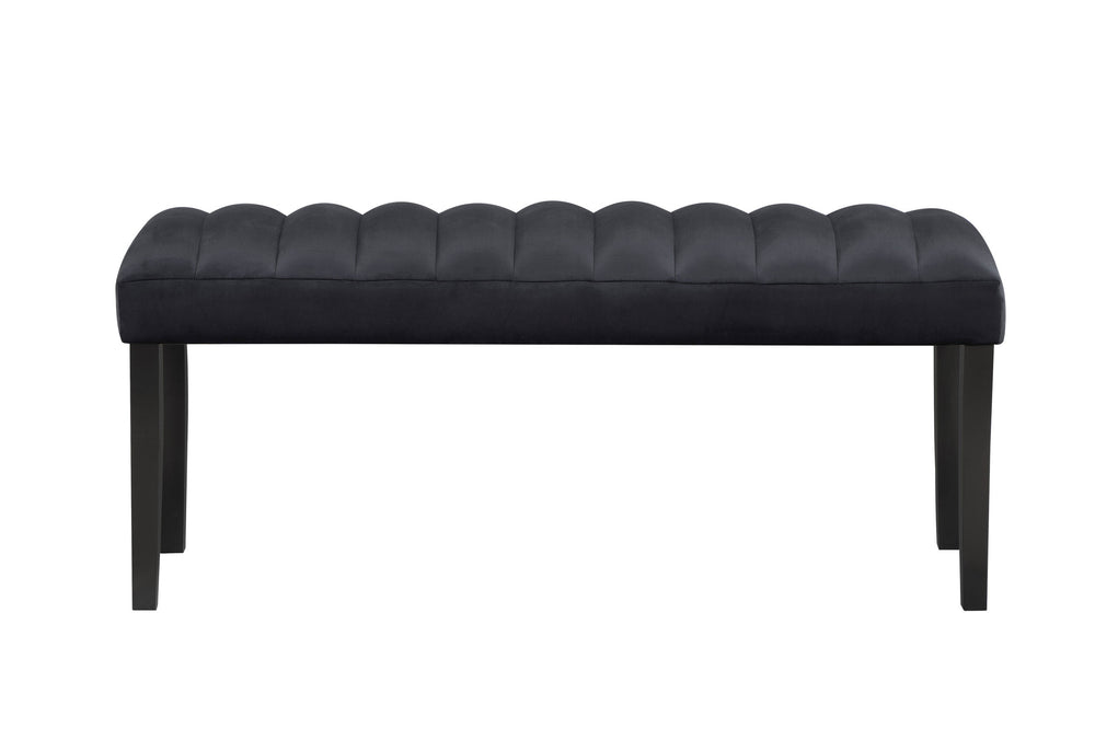 English Elm VHONG Velvet Bench Black - Transitional Channel Seating, Solid Wood Frame, Smooth Clipped Corners, Luxe Upholstery B201P226142