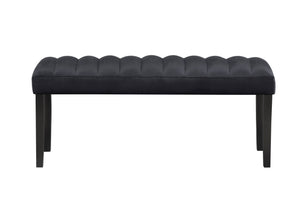 English Elm VHONG Velvet Bench Black - Transitional Channel Seating, Solid Wood Frame, Smooth Clipped Corners, Luxe Upholstery B201P226142