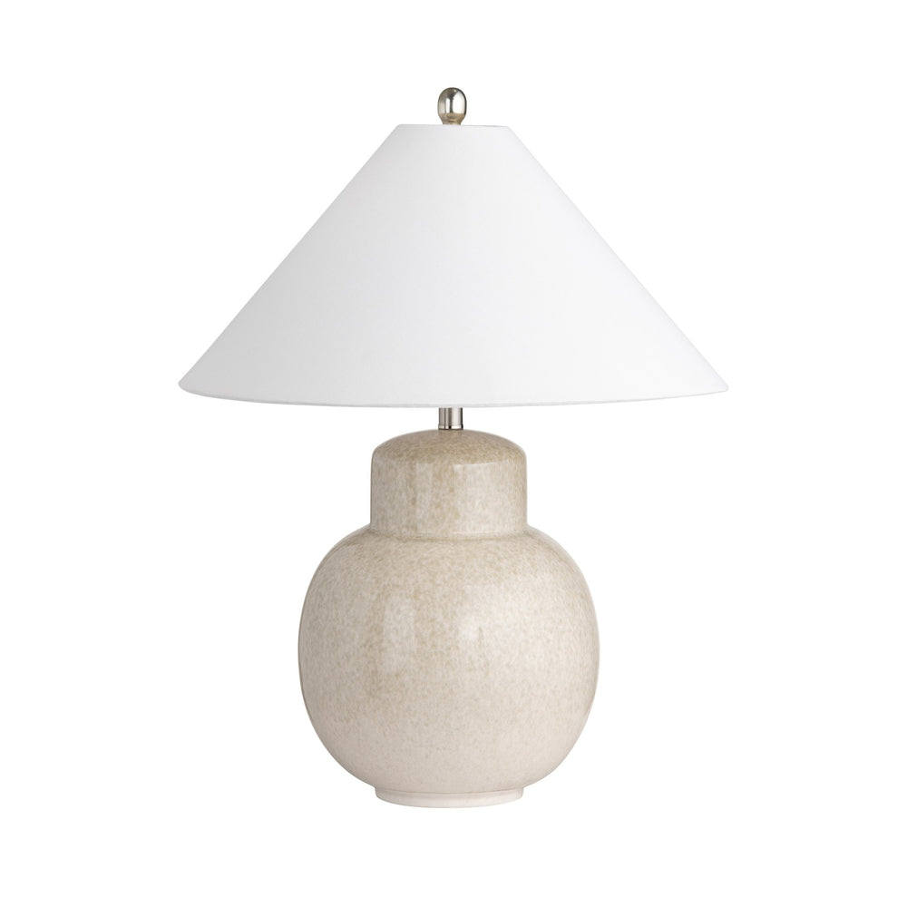 Crestview Collection 28"H Ceramic Table Lamp - Chic Coolie Design With Tan Glaze & Silver Accents For Elegant Lighting   Cvap2978