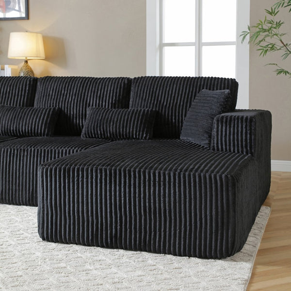 English Elm 109'' Modular L-shape Sectional Deep Seat Corduroy Couch for Living Room Lounge W1117S00304