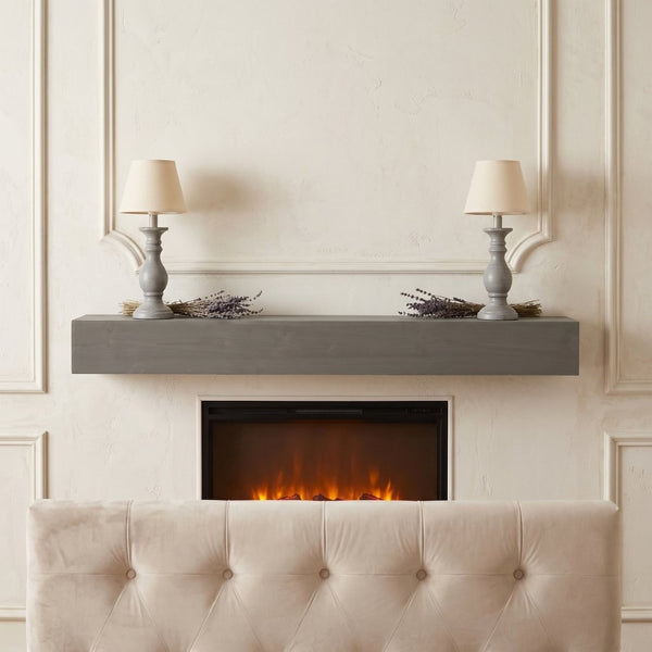 English Elm 60'' Solid Fir Wood Fireplace Mantel Floating Shelf for Farmhouse Living Room Decor Grey W2640P386631