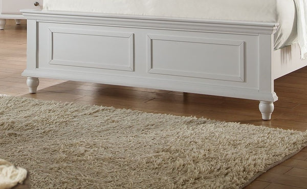 English Elm White California King Bedframe with High Panel Headboard, Modern Rectangular Sketch Design, Rubberwood Plywood Construction White 88 L x 8 W x 6 H B011S01284