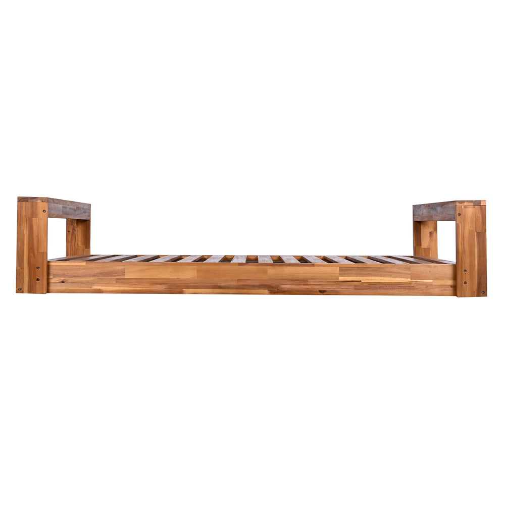 English Elm TOPMAX Twin Size Porch Swing Bed Crafted from Durable Acacia Wood with 400lb Capacity and Hemp Ropes Natural N717P210135N