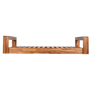 English Elm TOPMAX Twin Size Porch Swing Bed Crafted from Durable Acacia Wood with 400lb Capacity and Hemp Ropes Natural N717P210135N