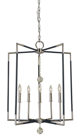 Framburg 5-light Felicity Dining Chandelier - Elegant Design With Bold Finishes For Glamorous Home Décor Polished Nickel With Matte Black Accents Metal 5042 Pn/Mblack