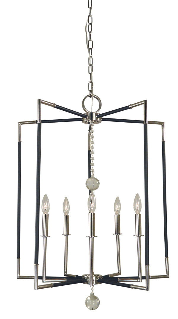 Framburg 5-light Felicity Dining Chandelier - Elegant Design With Bold Finishes For Glamorous Home Décor Polished Nickel With Matte Black Accents Metal 5042 Pn/Mblack