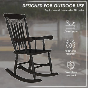 English Elm Outsunny Outdoor Rocking Chairs Set Of 2 - Classic Black Wood Rockers For Patios, Gardens & Balconies W2225P217107-GIGA