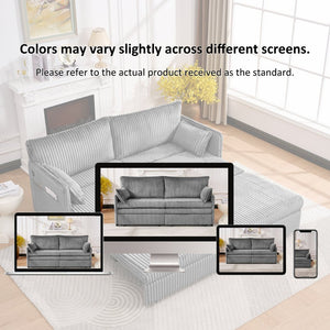 English Elm 73"convertible Corduroy Sleeper Sofa with Usb Port and Side Pocket for Studio Apartments Grey W3373P405036