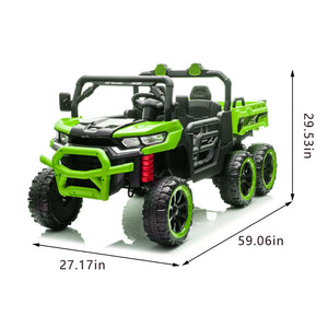 English Elm 24v Two Seat Kids Electric Dump Truck Six Wheel 4wd Utv with Parental Remote Green W1578P268992