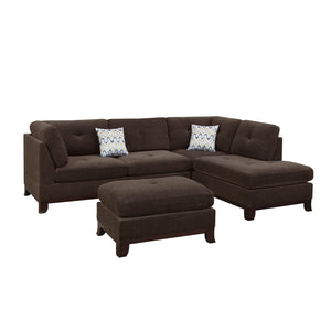 English Elm Chenille Reversible Sectional Sofa with Ottoman — Plush Tufted Chenille, Eucalyptus Frame Comfort Retreat Dark Coffee B016S00008