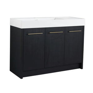 English Elm 48 Inch Freestanding Bathroom Vanity With Integrated Resin Sink & Soft-Close Doors For Storage Solutions W999S00264