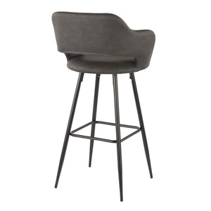 English Elm Margarite Contemporary Barstool Set Of 2 In Black Metal & Grey Faux Leather - Stylish Comfort For Bars B202P222399