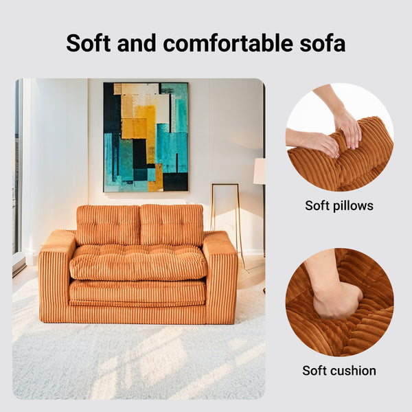 English Elm Loveseat Convertible Sofa Bed - Memory Foam Comfort, No Assembly, Stylish Corduroy For Small Spaces W2959P379139