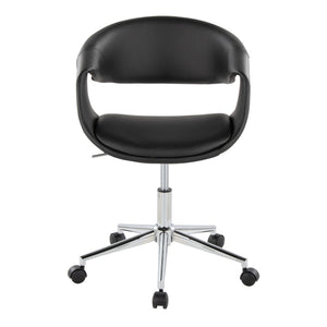 English Elm Task Chair with Chrome Five Star Base Grey Fabric Seat for Modern Home Office Use Black,Chrome B202P474181