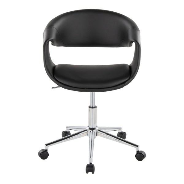 English Elm Task Chair with Chrome Five Star Base Grey Fabric Seat for Modern Home Office Use Black,Chrome B202P474181