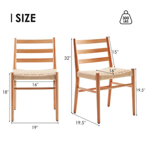 English Elm Dining Chairs with Handwoven Rope Seats and Iron Frame Mid Century Modern Set of 2 Beige,Natural T3623P431438
