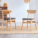 English Elm The Stylish and Durable Solid Wood Dining Chair, Small Curved Back, Pu Cushion, and Beautiful Shape Match Perfectly With Any Room and Everyday Use