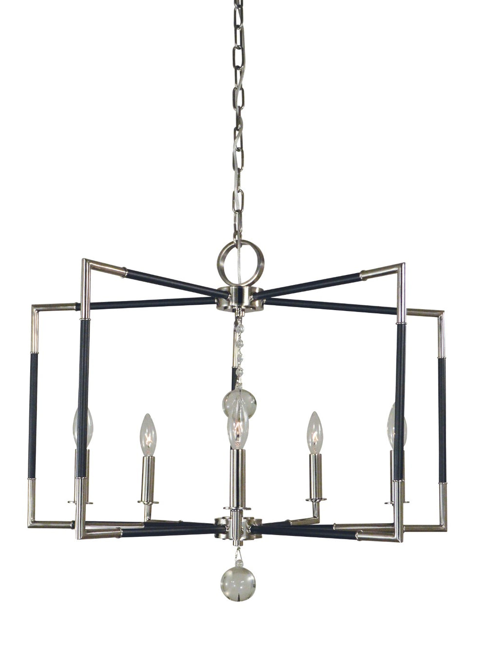 Framburg 5-light Felicity Dining Chandelier - Elegant Design With Bold Finishes For Glamorous Home Décor Polished Nickel With Matte Black Accents Metal 5042 Pn/Mblack