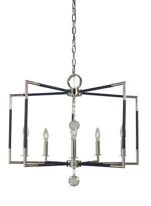 Framburg 5-light Felicity Dining Chandelier - Elegant Design With Bold Finishes For Glamorous Home Décor Polished Nickel With Matte Black Accents Metal 5046 Pn/Mblack