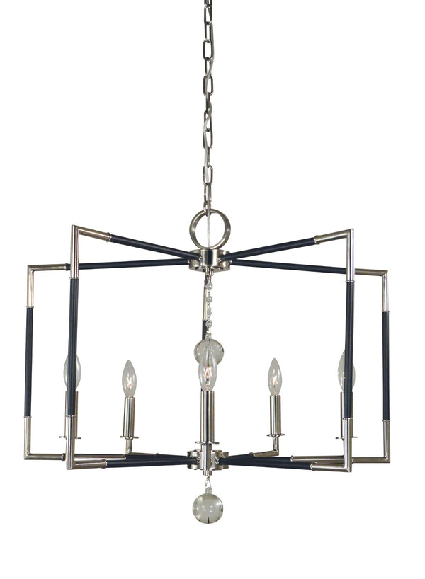 Framburg 5-light Felicity Dining Chandelier - Elegant Design With Bold Finishes For Glamorous Home Décor Polished Nickel With Matte Black Accents Metal 5046 Pn/Mblack