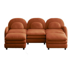 English Elm Teddy Fleece Modular Cloud Sofa Plush Three Seat Sectional with Movable Ottomans Orange W5656S00099