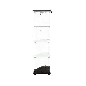 English Elm Tempered Glass Corner Display Cabinet with Rgb Lighting Locking Door and Adjustable Feet Black W3155P449087