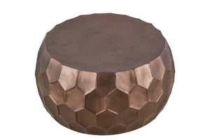 English Elm CT101 Hand-Hammered Round Coffee Table 32" — Hexagonal Patterned Surface, Modern Farmhouse Focal Point Copper G150108440